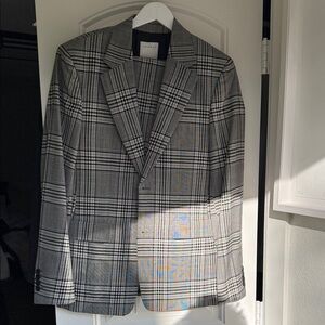 Sandro Black, White& Yellow Checkered Two-Piece Suit
